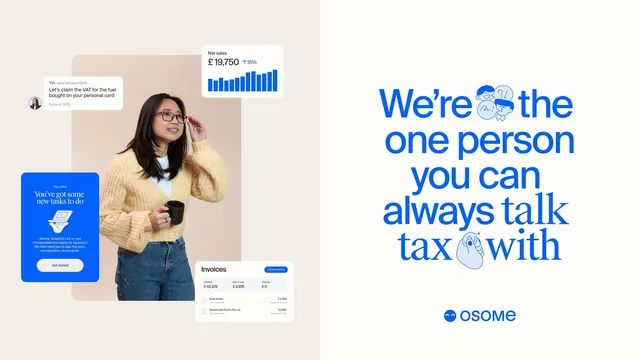 Osome tax app UI with conversational onboarding, minimal, corporate-clean, light