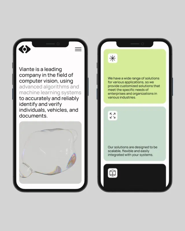 Two-screen mobile app layout with lime accent, minimal, geometric, light