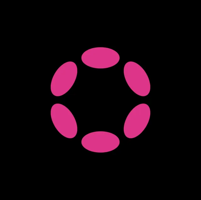 Abstract six-ellipse circular logo mark, minimal, abstract, dark