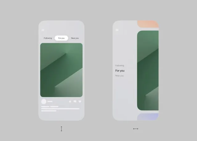 Soft-gradient feed screens with muted palette, minimal, gradient-heavy, light