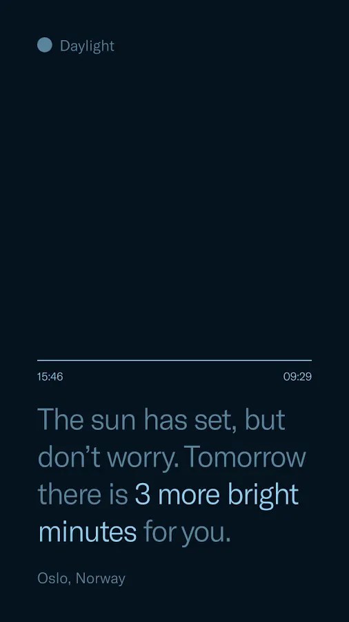 Dark wellness app with motivational daylight messaging, dark-mode, minimal, dark