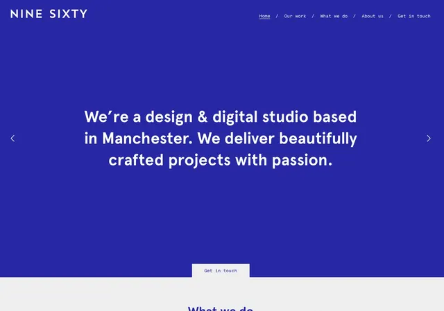 Nine Sixty Studio Hero Section, minimal, corporate-clean, high-contrast