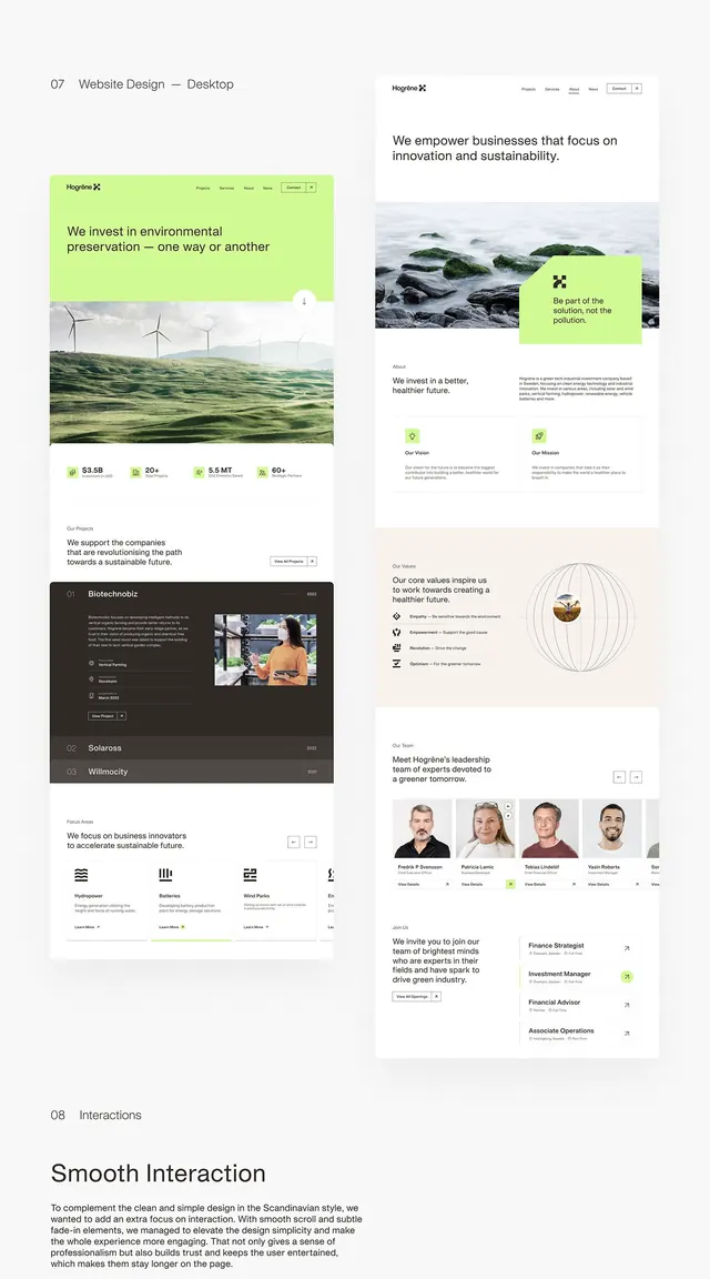 Hogwarts-X sustainability investor website, minimal, corporate-clean, light