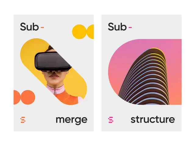 Sub brand identity system mockup, minimal, geometric, warm
