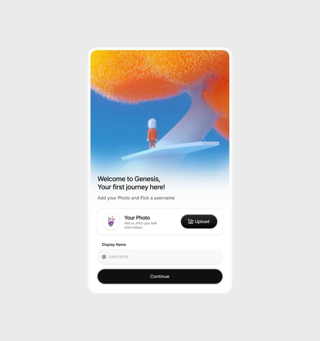 Onboarding screen with organic gradient and texture, minimal, gradient-heavy, warm