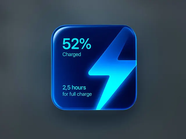 Neon battery status indicator card, dark-mode, gradient-heavy, dark