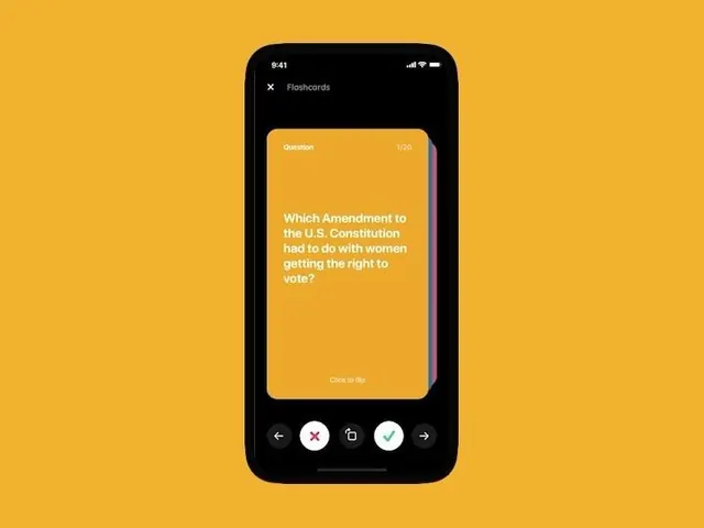 Flashcard app UI with warm controls, minimal, flat, warm