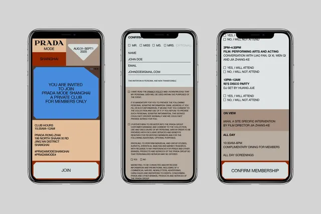 Luxury event membership flow, three-screen, minimal, dark-mode, dark