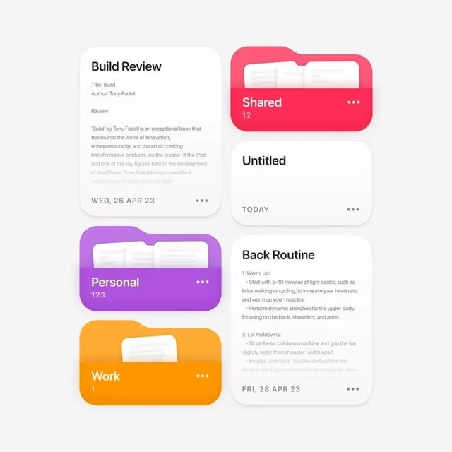 Colorful card-stacked task organizer, minimal, flat, light