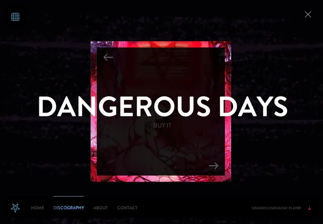 Dangerous Days Web Interface, dark-mode, neo-brutalist, dark