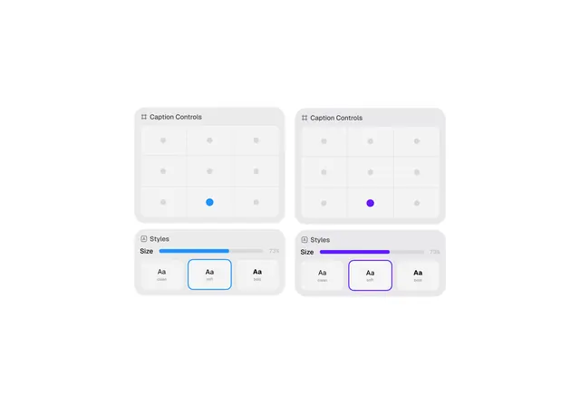 Caption Controls UI, minimal, pastel