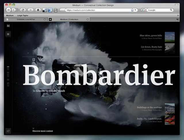 Bombardier Website Interface, dark-mode, minimal, dark