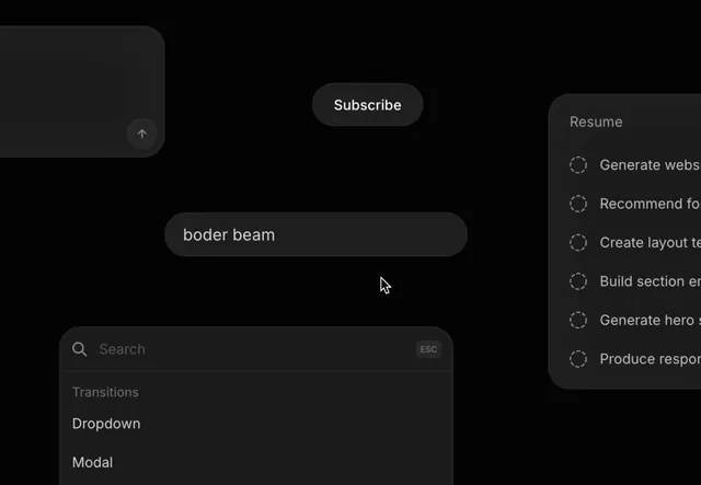 Border Beam UI, minimal, dark