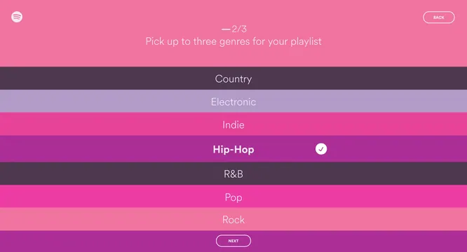 Music Playlist Selection Interface