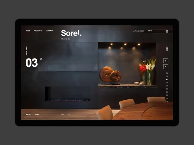 SoRel Interior Dashboard, dark-mode, minimal, dark