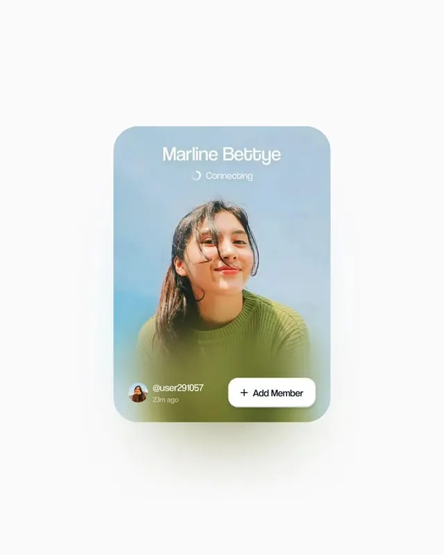 User profile card with connection status, minimal, light-mode, light