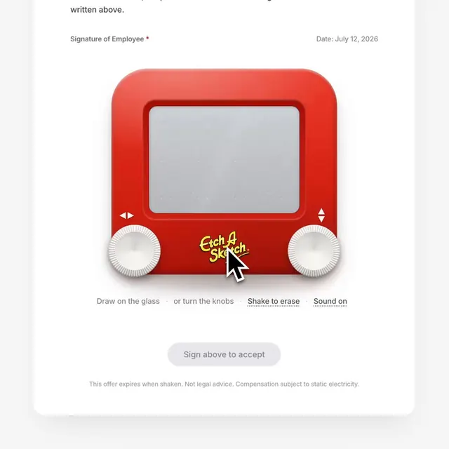 Etch A Sketch Signature, playful, monochrome