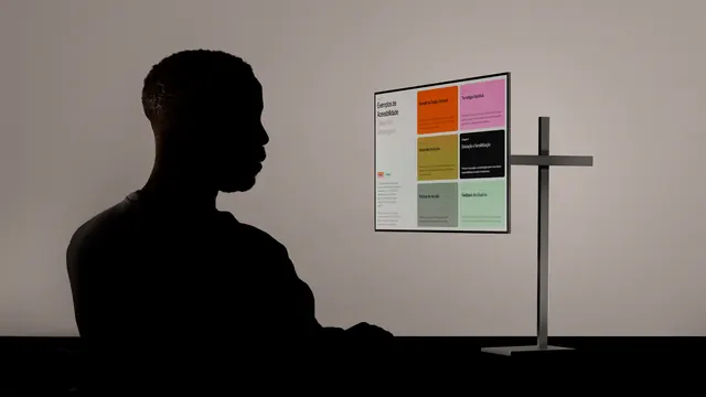 Silhouette viewing accessibility UI screen, minimal, technical, light
