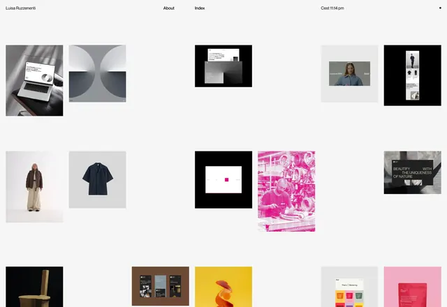 Luisa Ruzzenenti portfolio index grid, minimal, flat, light