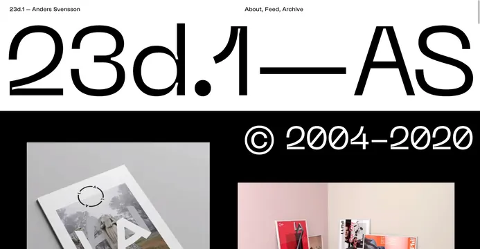 23d.one portfolio homepage screenshot, minimal, swiss, light
