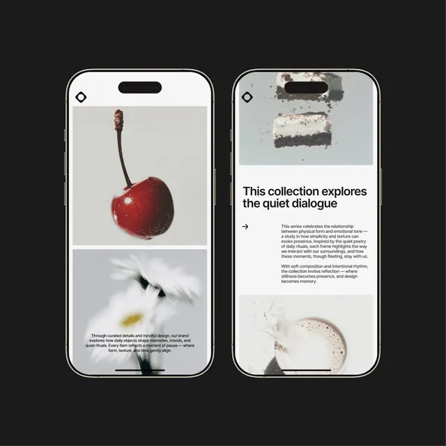 Minimal editorial ui screen, minimal, editorial, dark