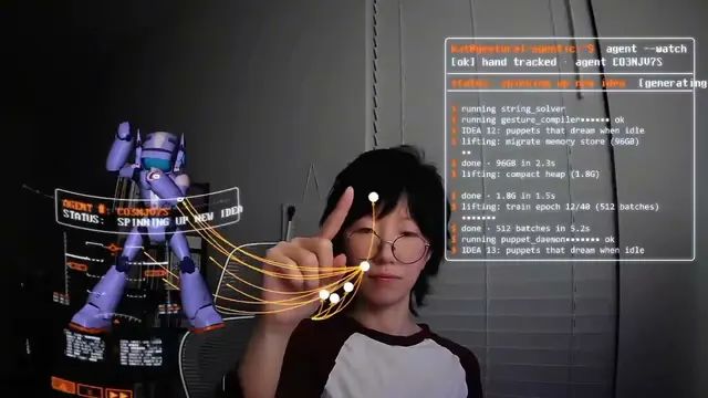 Agentic Hand-Tracking, playful, dark