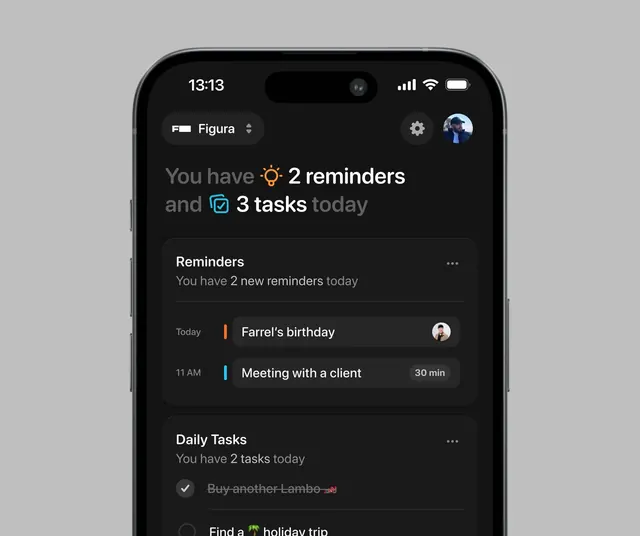 Minimal dark-mode ui screen, minimal, dark-mode, light