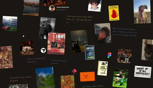 Portfolio with Drag Moodboard, minimal, dark