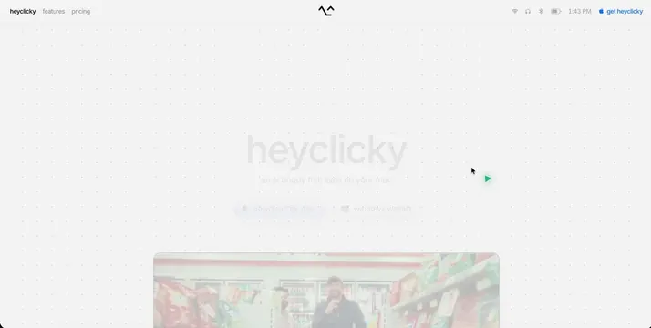 Heyclicky Landing Page, playful, monochrome