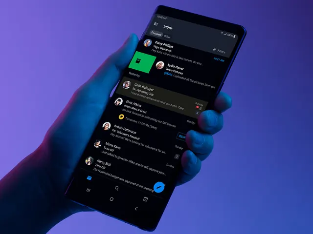 Dark email app UI mockup, dark-mode, minimal, dark
