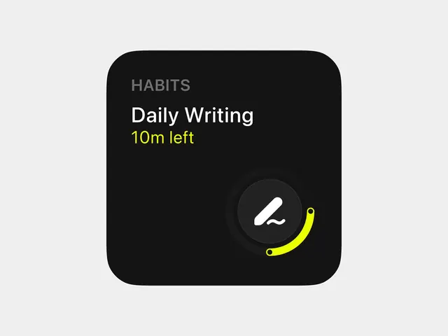 Daily Writing habit widget UI, minimal, dark-mode, dark