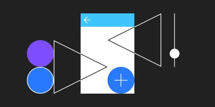 Minimal mobile UI mockup with geometric accents, minimal, geometric, dark