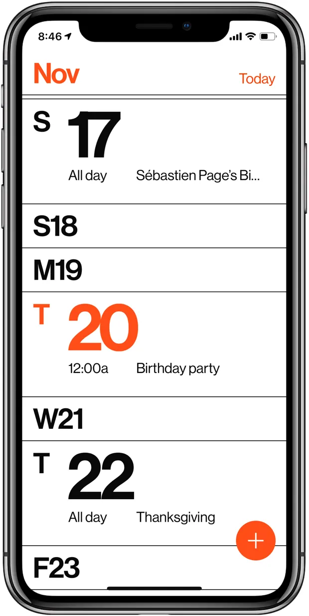 Mobile Calendar Interface