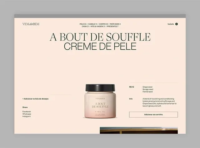 Minimalist skincare cream product page, minimal, light-mode, light