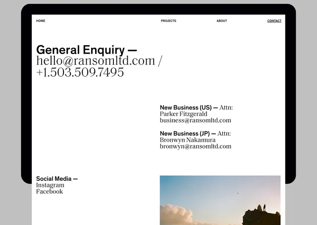 Minimalist Corporate Contact Page, minimal, corporate-clean, high-contrast