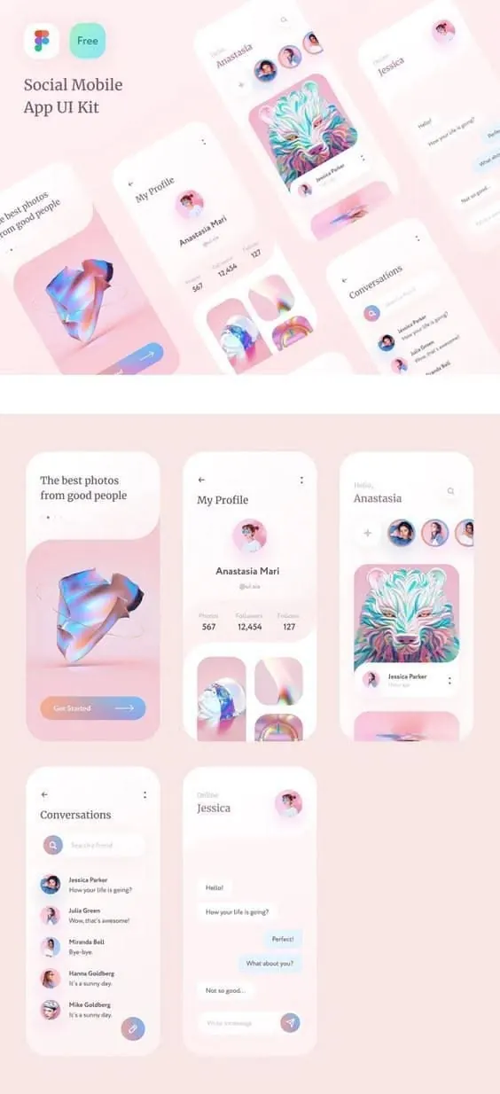 Minimal gradient-heavy ui screen, minimal, gradient-heavy, light