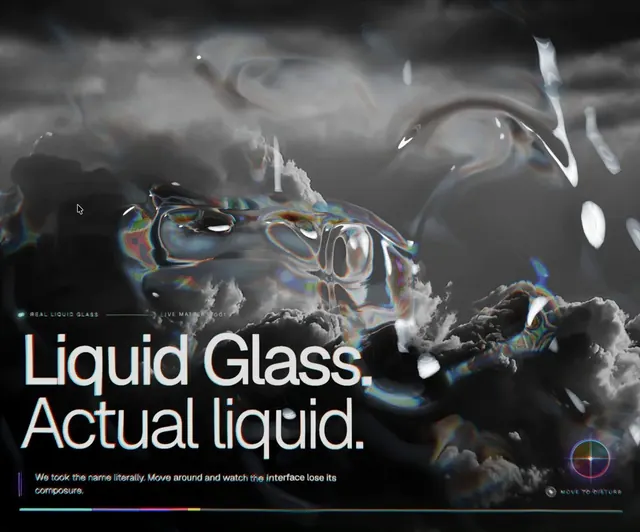 Liquid Glass Hero, 3d-render, glassmorphism, dark