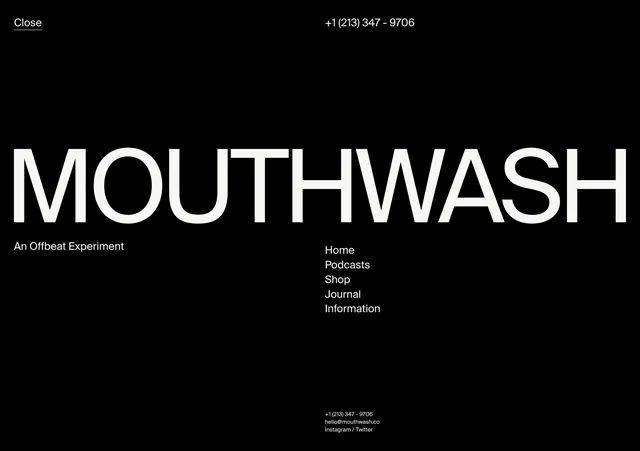 Mouthwash Website Header, minimal, brutalist, high-contrast