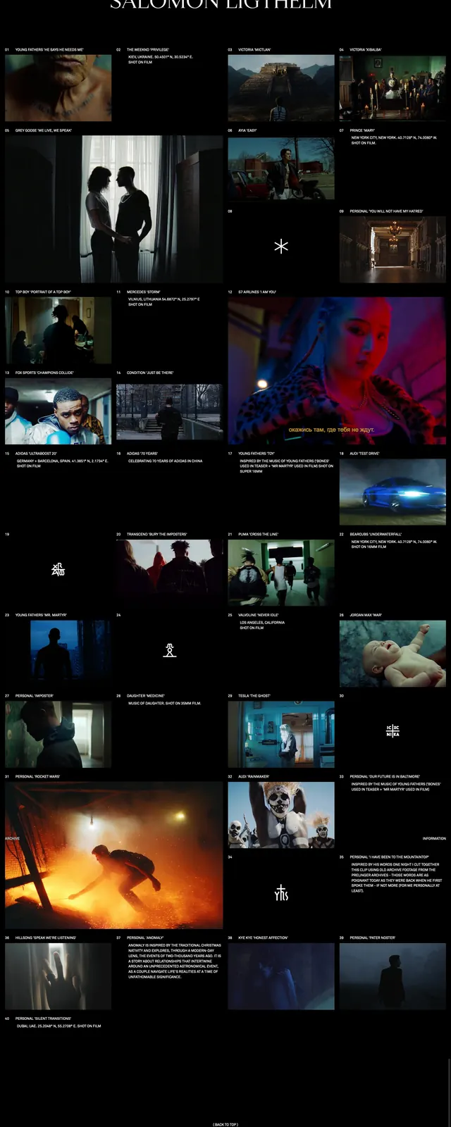 Salomon Ligthelm dark portfolio grid, dark-mode, minimal, dark