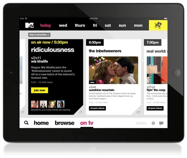 TV Guide Interface Design, minimal, corporate-clean, high-contrast