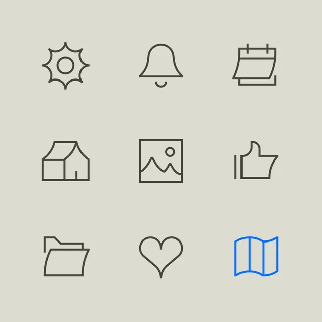Minimal line-art ui screen, minimal, line-art, light