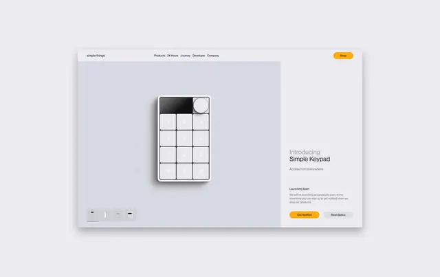 Simple Keypad product website hero section, minimal, clean, light