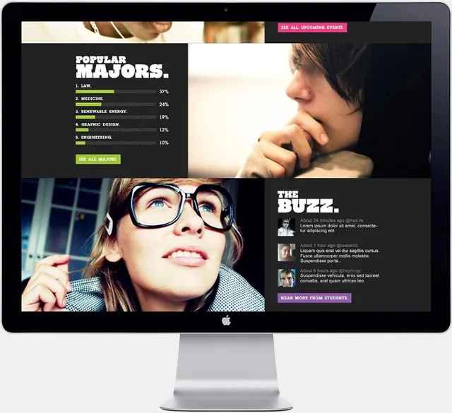 University Website with Statistics Dashboard, dark-mode, gradient-heavy, dark