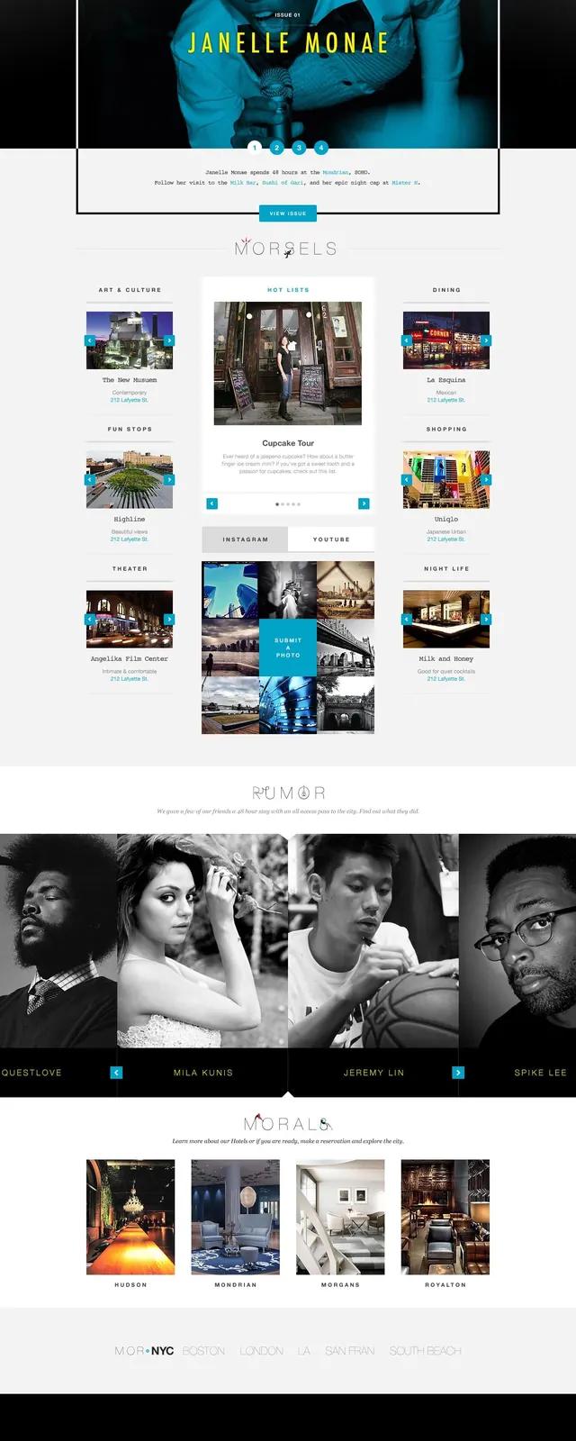 Vertical web portfolio layout with image grid, minimal, photographic, light