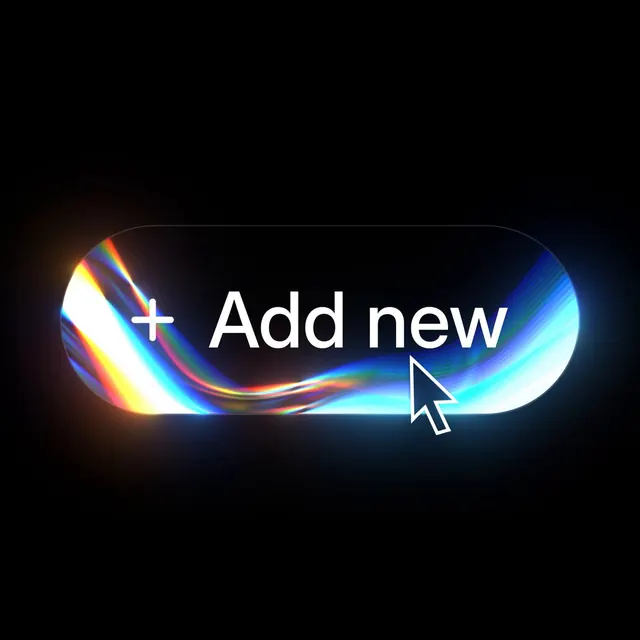 Iridescent Button Motion, minimal, glassmorphism, dark