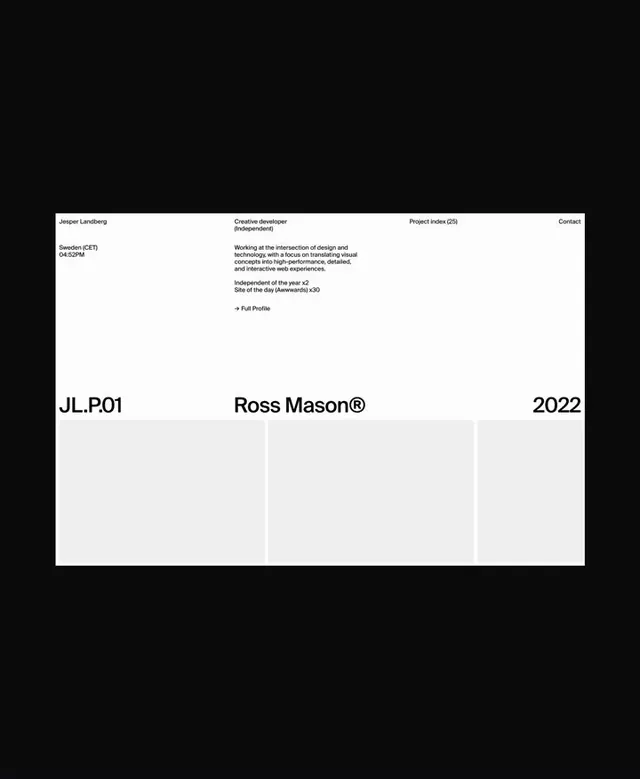 Folio Site Layouts, minimal, editorial, monochrome