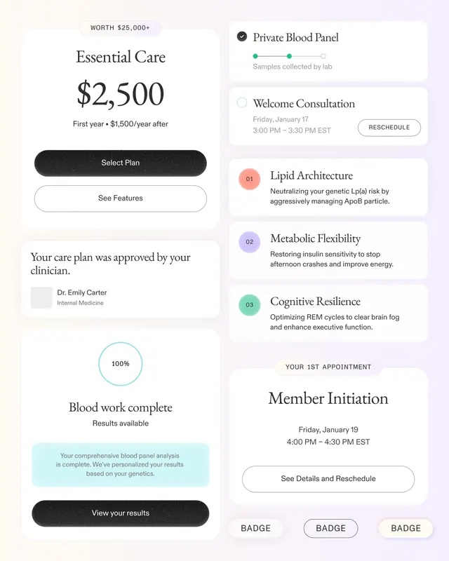 SONATA: Modern concierge medicine brand identity and UI (slide 7), gradient-heavy, minimal, pastel