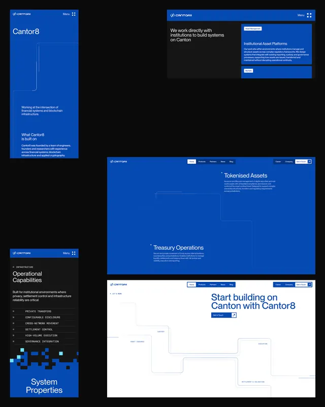 Cantor8 fintech website design system (slide 4), minimal, gradient-heavy, vibrant