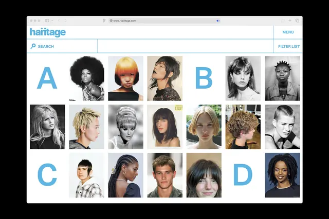 Hairitage digital archive interface carousel (slide 3)