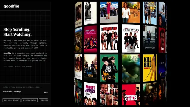 Goodflix, minimal, editorial, dark